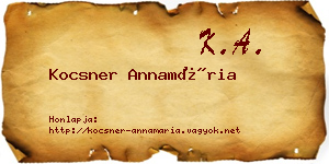 Kocsner Annamária névjegykártya